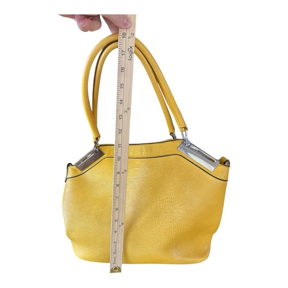 Black Rivet Yellow Faux Leather Shoulder Bag - Picture 9 of 10